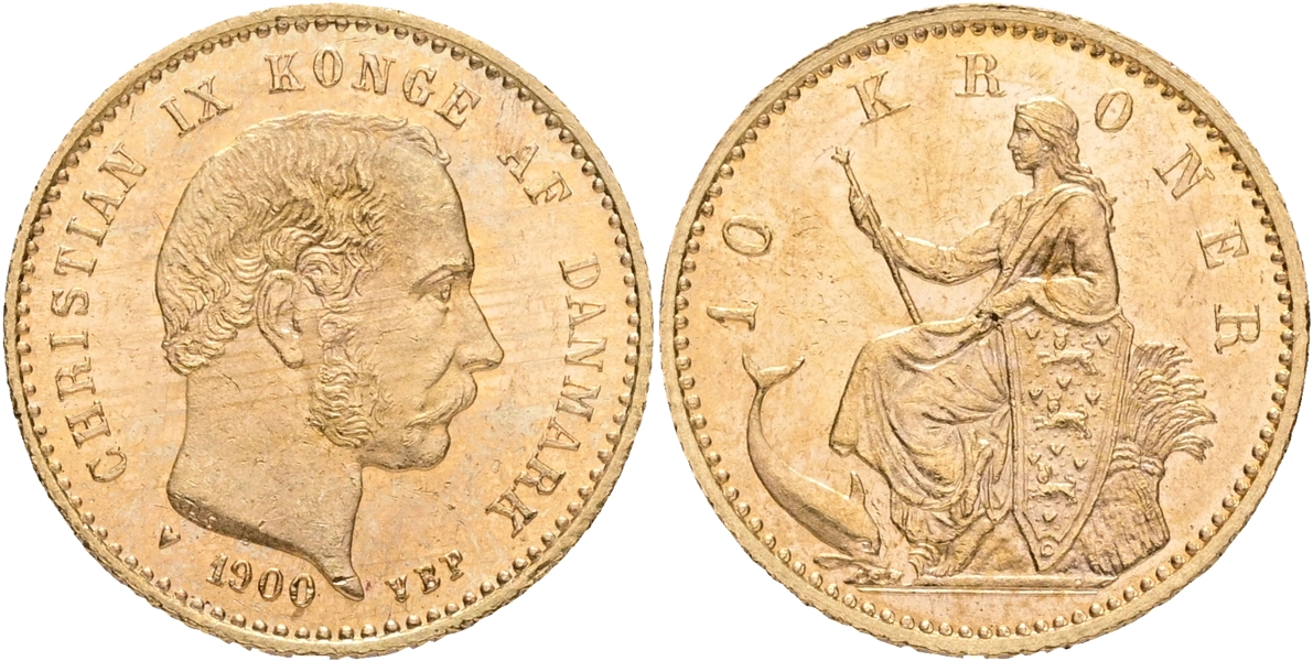 DANMARK / DENMARK. 10 kroner 1900.