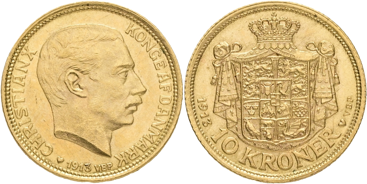 DANMARK / DENMARK. 10 kroner 1913.