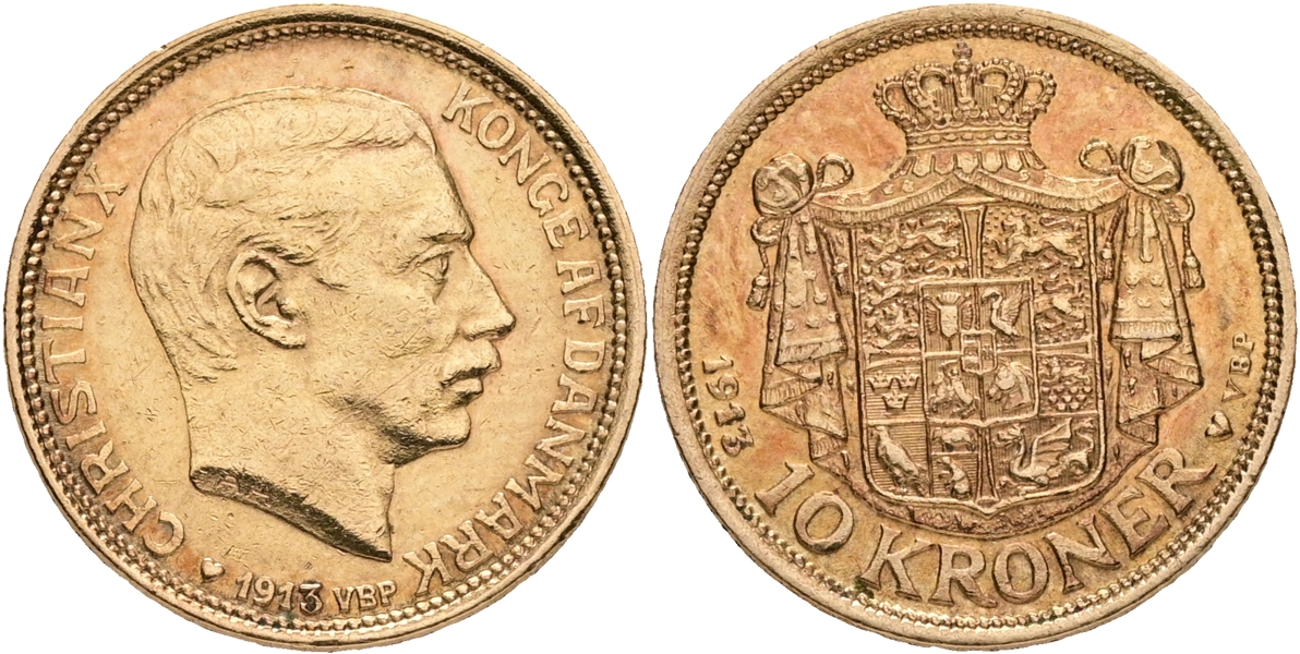 DANMARK / DENMARK. 10 kroner 1913.
