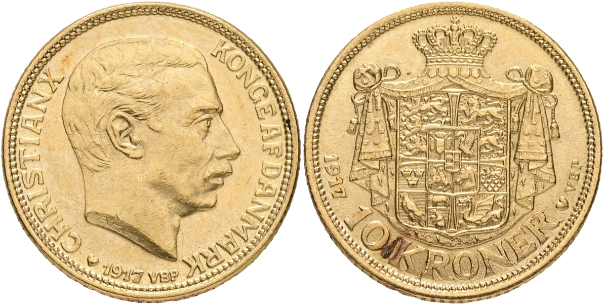 DANMARK / DENMARK. 10 kroner 1917.