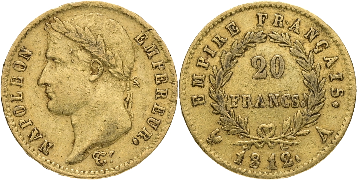 FRANKRIKE / FRANCE. 20 francs 1812.