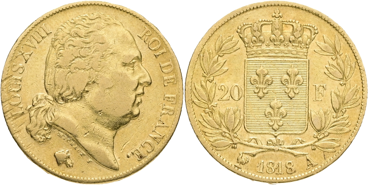 FRANKRIKE / FRANCE. 20 francs 1818.