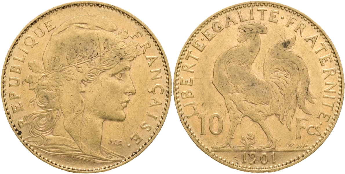 FRANKRIKE / FRANCE. 10 francs 1901.
