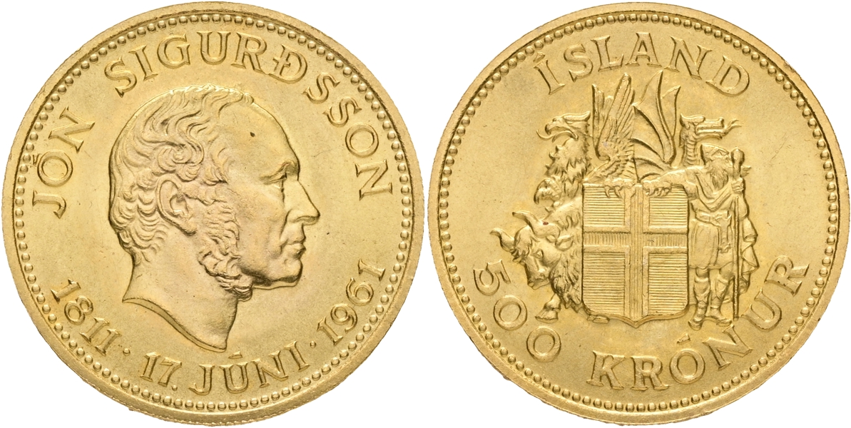 ISLAND / ICELAND. 500 krónur 1961.