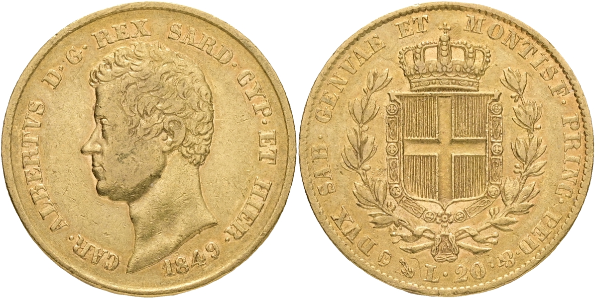 ITALIEN / ITALY. 20 lire 1849.