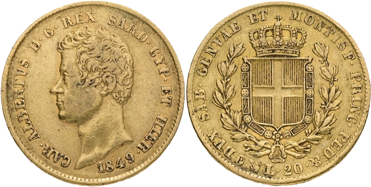 ITALIEN / ITALY. 20 lire 1849.