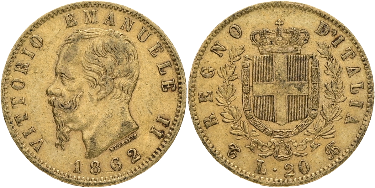 ITALIEN / ITALY. 20 lire 1862.