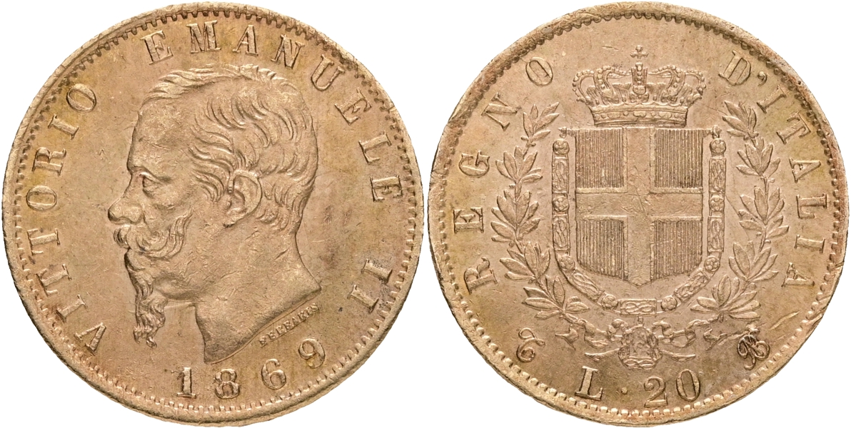 ITALIEN / ITALY. 20 lire 1869.