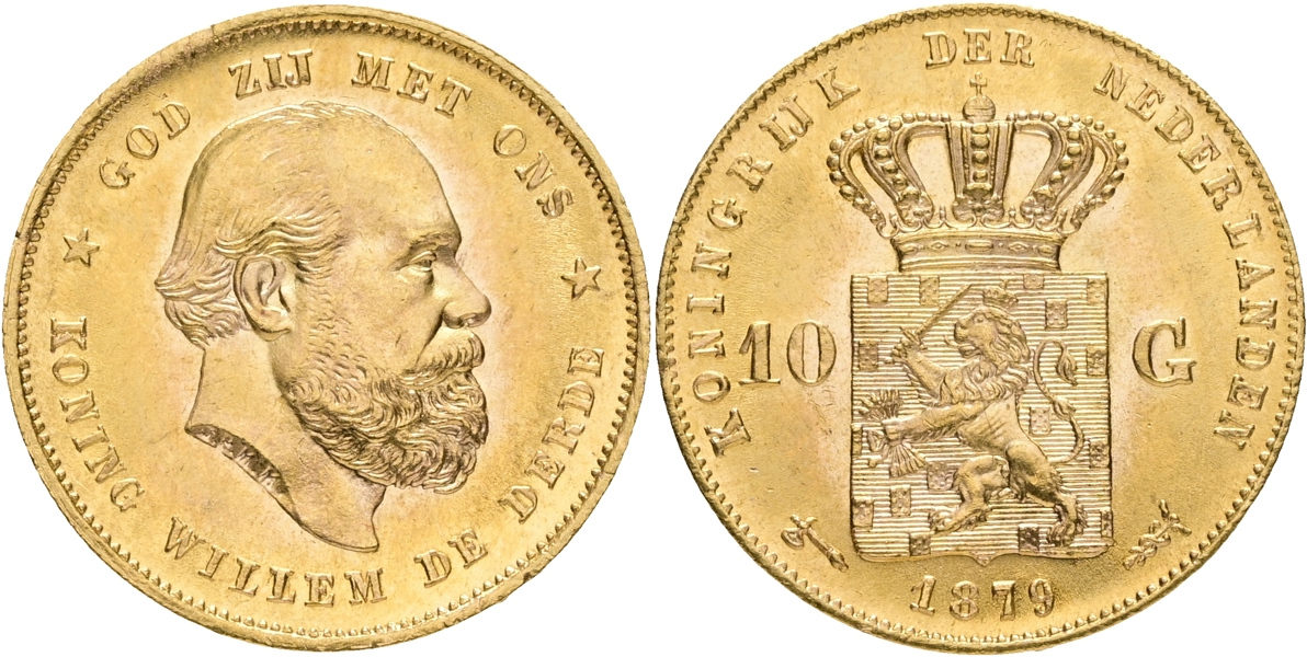 NEDERLÄNDERNA / THE NETHERLANDS. 10 gulden 1879.