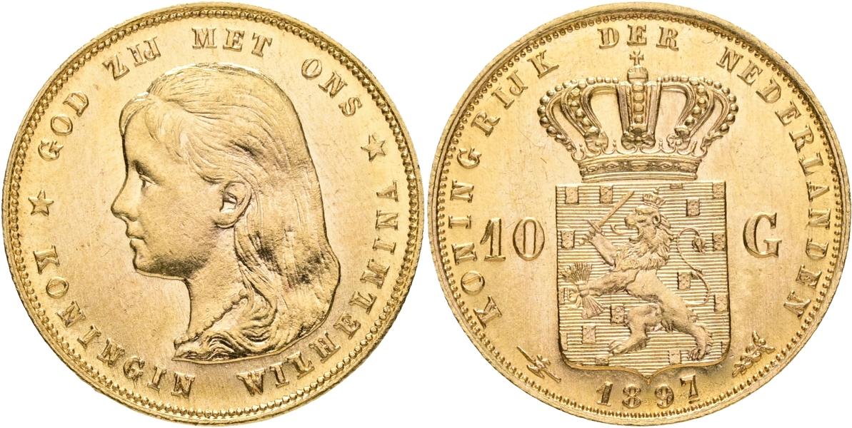 NEDERLÄNDERNA / THE NETHERLANDS. 10 gulden 1897.