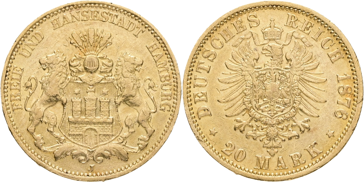 TYSKA STATER / GERMAN STATES. 20 mark 1876.