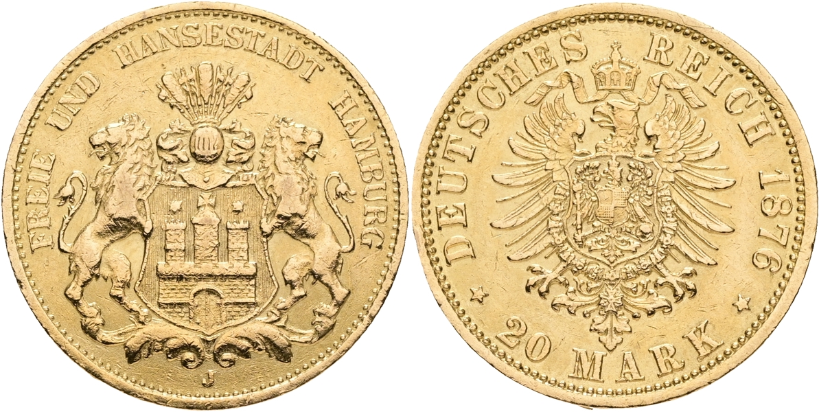 TYSKA STATER / GERMAN STATES. 20 mark 1876.