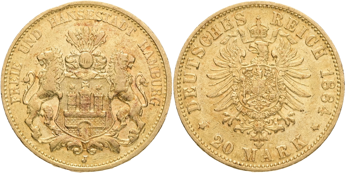 TYSKA STATER / GERMAN STATES. 20 mark 1884.