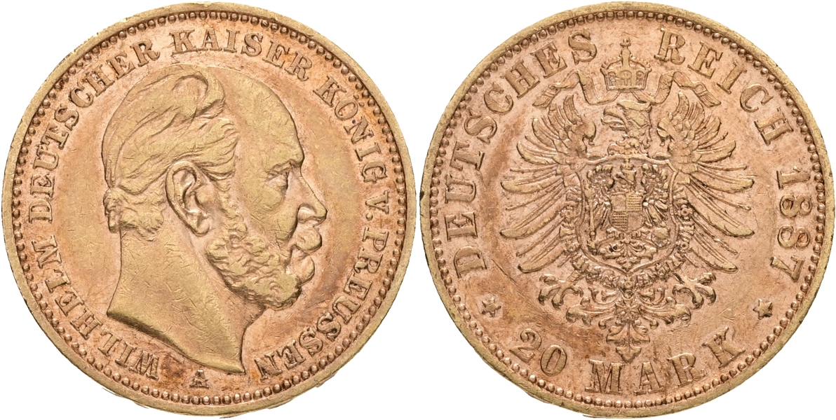 TYSKA STATER / GERMAN STATES. 20 mark 1887.