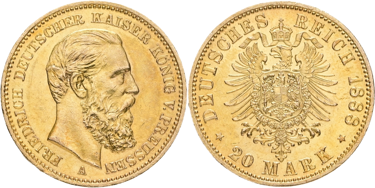 TYSKA STATER / GERMAN STATES. 20 mark 1888.