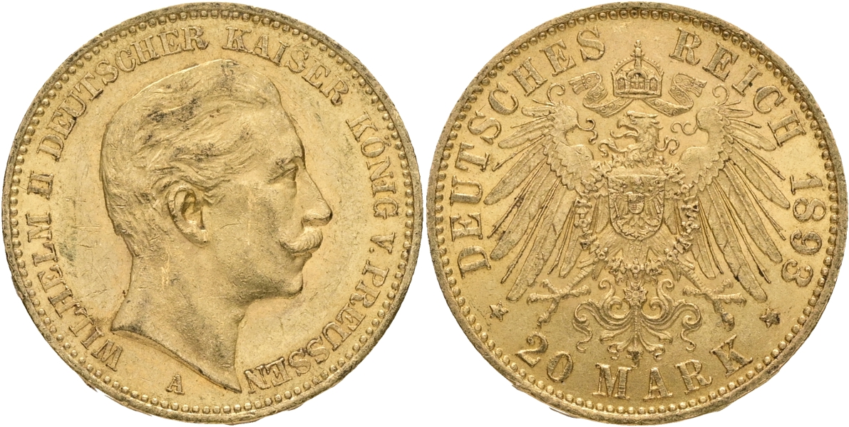 TYSKA STATER / GERMAN STATES. 20 mark 1893.