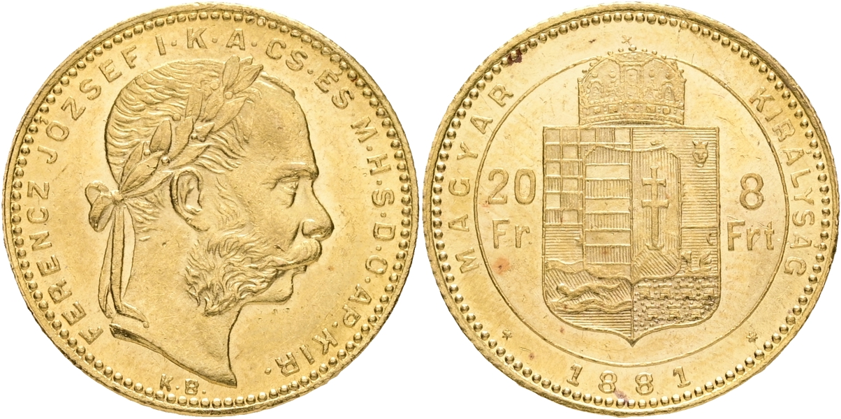 UNGERN / HUNGARY. 8 forint 1881.