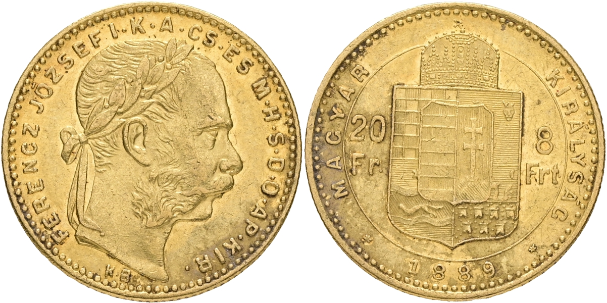 UNGERN / HUNGARY. 8 forint 1889.