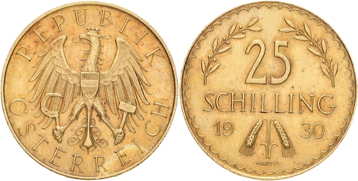 ÖSTERRIKE-UNGERN / AUSTRIA-HUNGARY. 25 schilling 1930.
