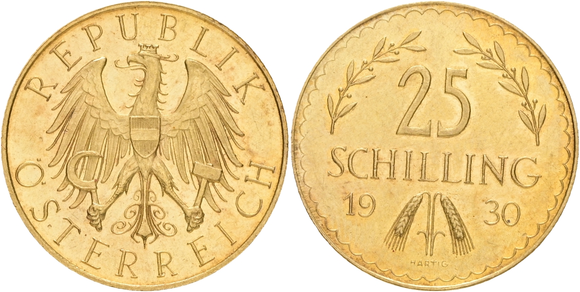 ÖSTERRIKE-UNGERN / AUSTRIA-HUNGARY. 25 schilling 1930.