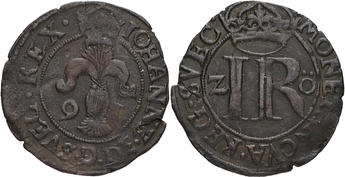 JOHAN III (1568-1592). 2 öre 1591.