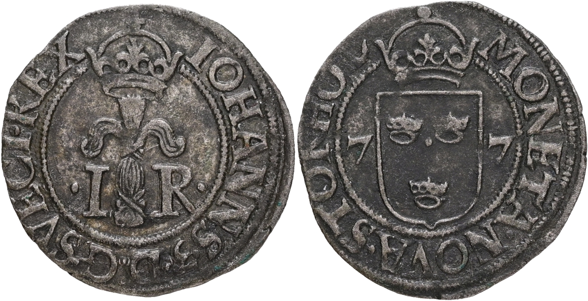 JOHAN III (1568-1592). 1/2 öre 1577.