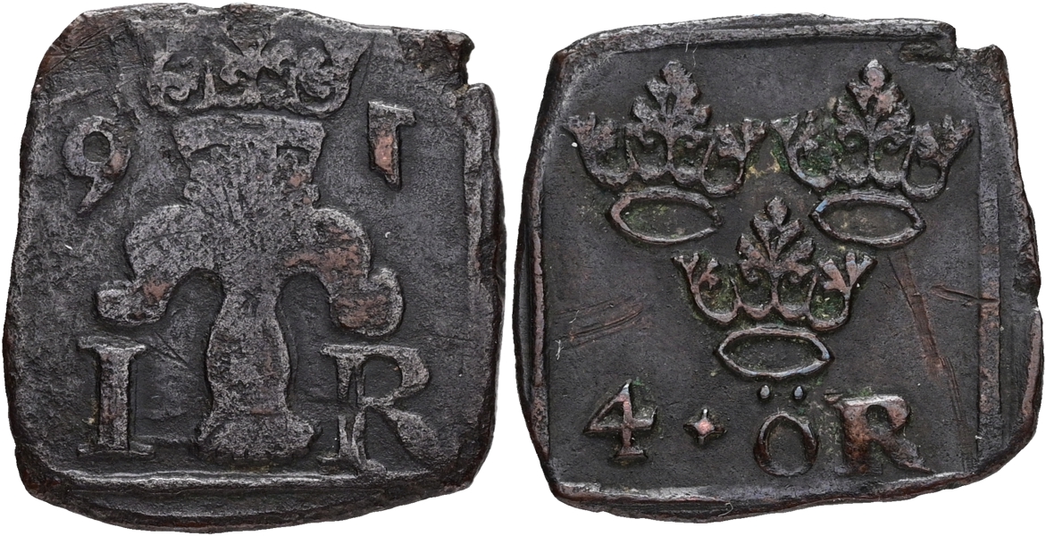 JOHAN III (1568-1592). 4 öre 1591.