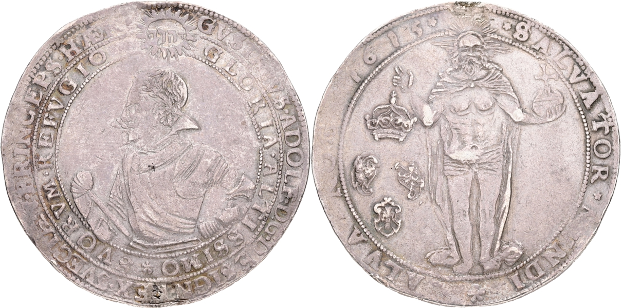 GUSTAV II ADOLF (1611-1632). Riksdaler 1615.