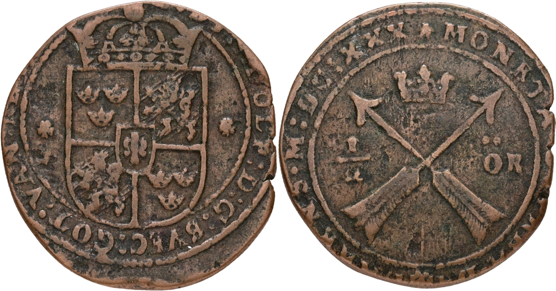 GUSTAV II ADOLF (1611-1632). 1/2 öre 1630.