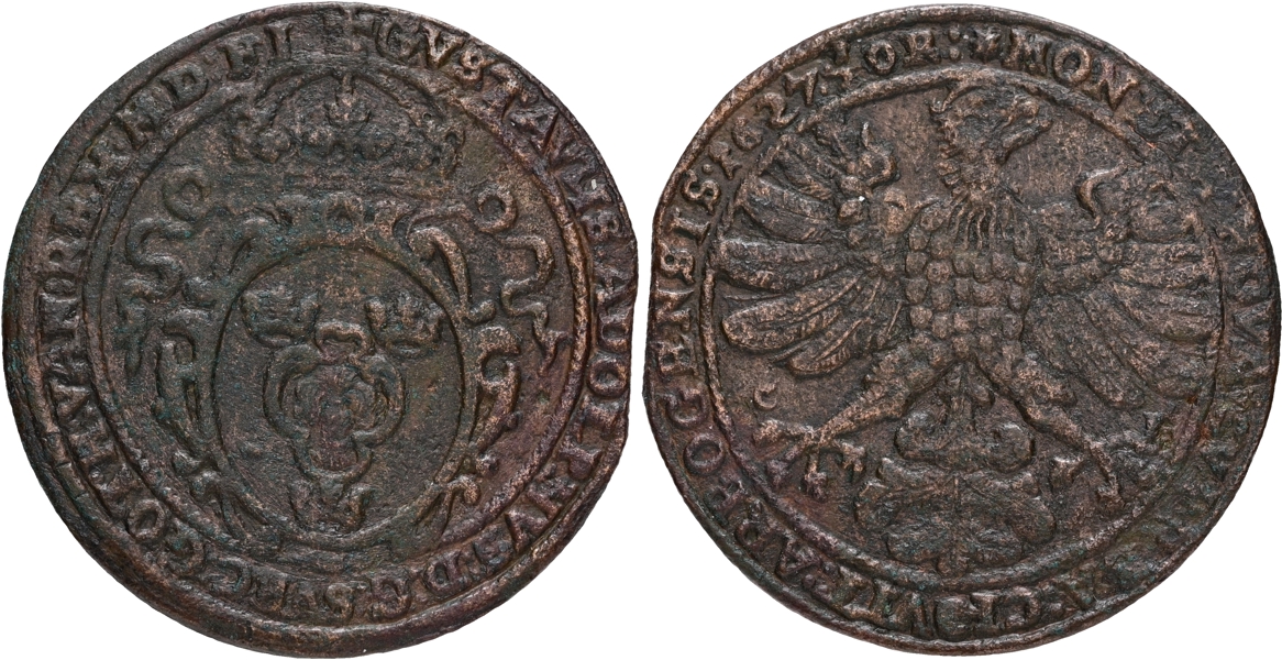 GUSTAV II ADOLF (1611-1632). 1/2 öre 1627.
