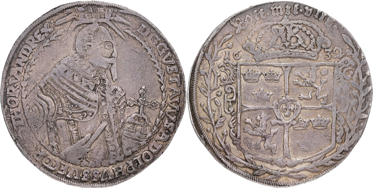 GUSTAV II ADOLF (1611-1632). Taler 1632.
