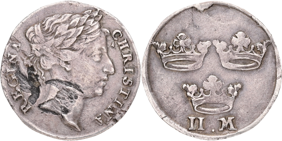 KRISTINA (1632-1654). 2 mark utan årtal.