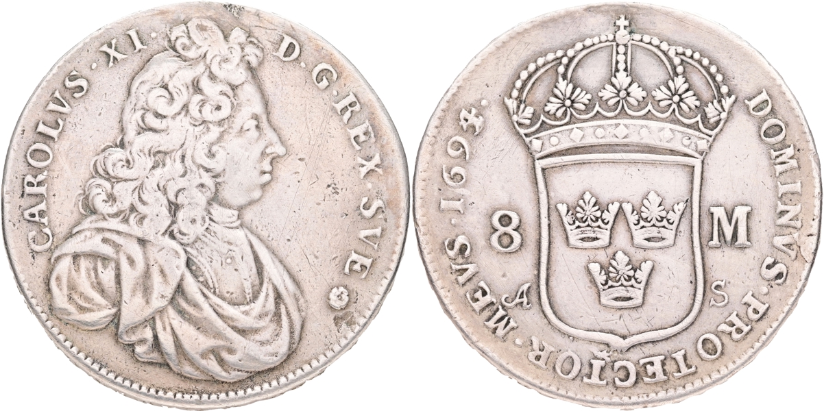 KARL XI (1660-1697). 8 mark 1694.