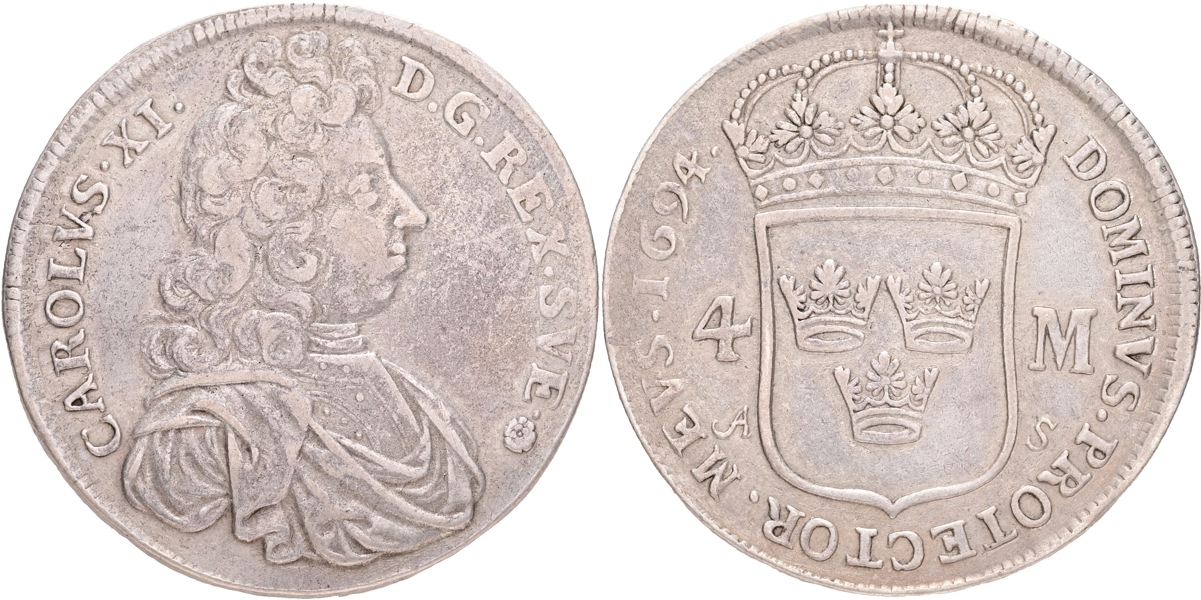 KARL XI (1660-1697). 4 mark 1694.