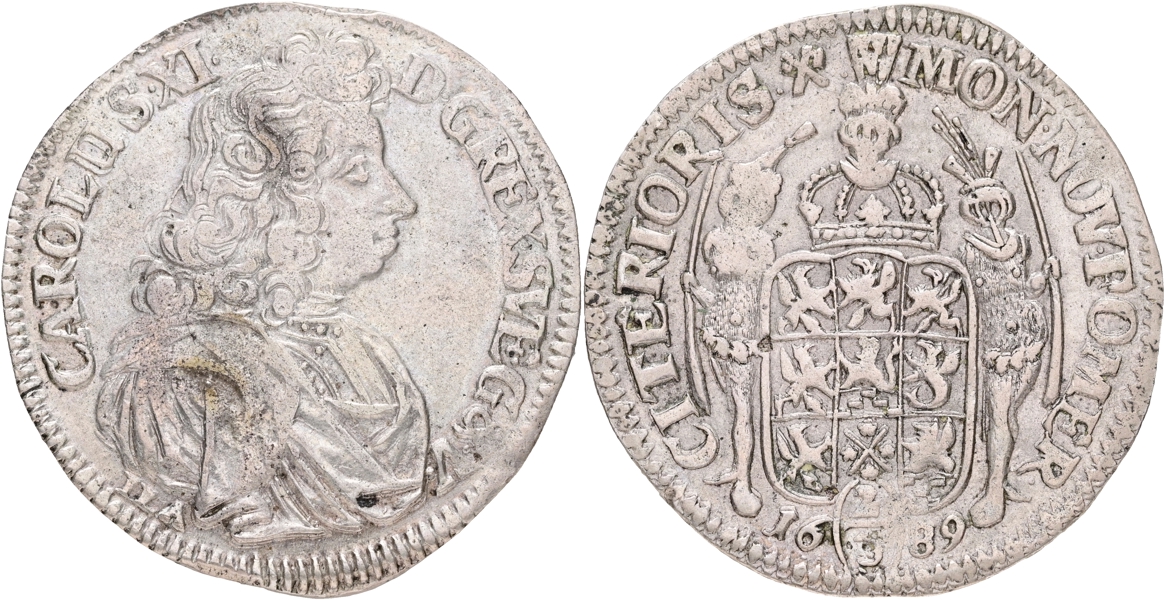 KARL XI (1660-1697). 2/3 taler 1689.