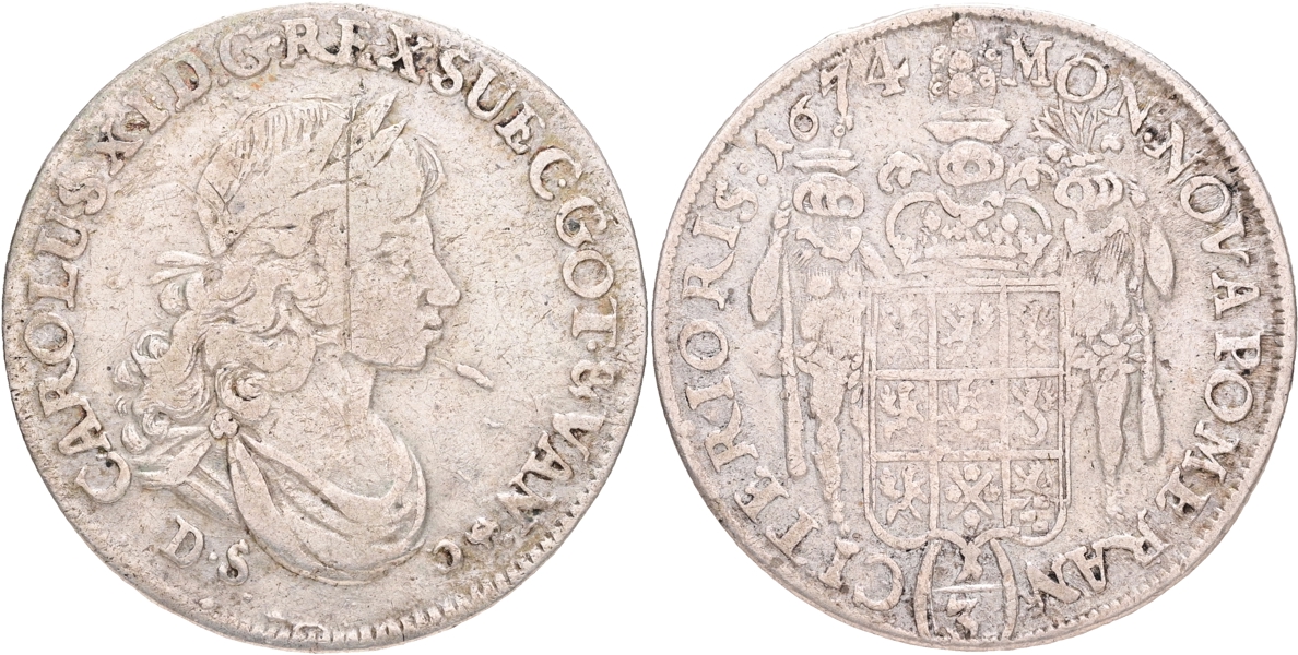KARL XI (1660-1697). 1/3 taler 1674.