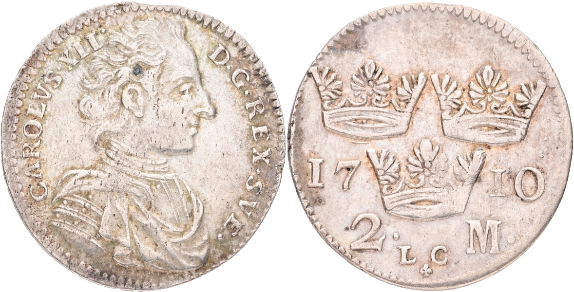 KARL XII (1697-1718). 2 mark 1710.