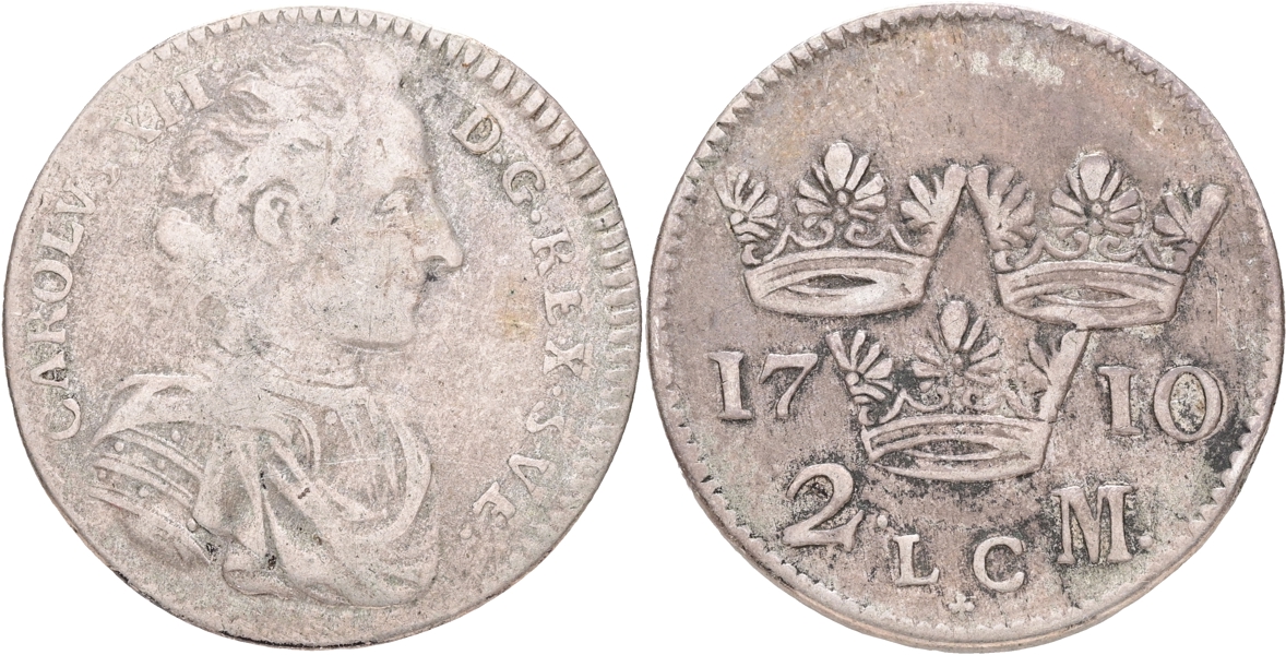 KARL XII (1697-1718). 2 mark 1710.