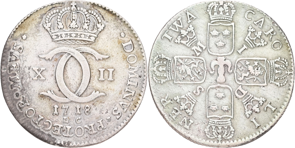 KARL XII (1697-1718). 2 caroliner 1718.