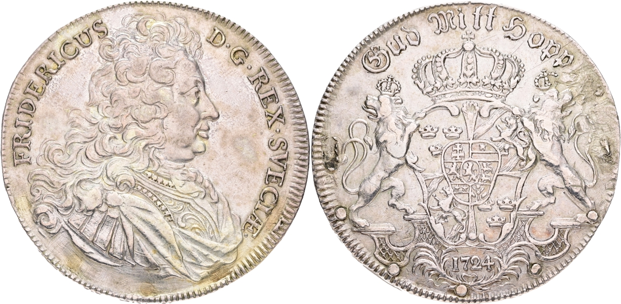FREDRIK (1720-1751). Riksdaler 1724.