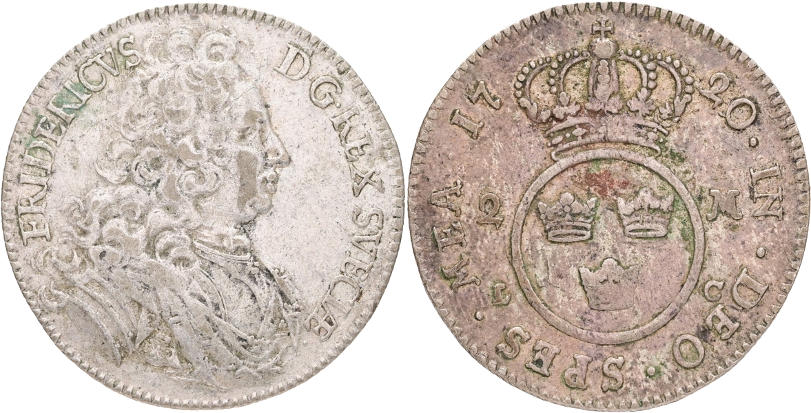 FREDRIK (1720-1751). 2 mark 1720.