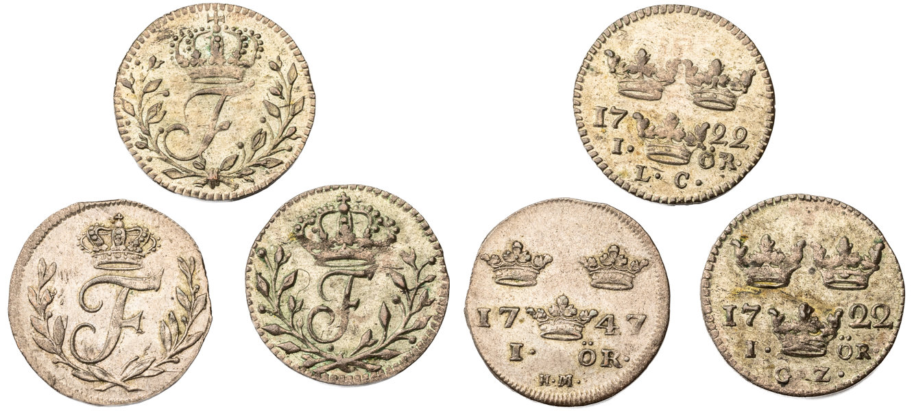 FREDRIK (1720-1751). Lot of 3.