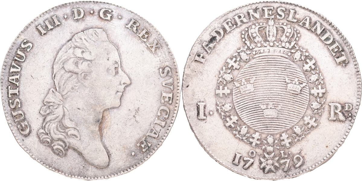 GUSTAV III (1771-1792). Riksdaler 1779.