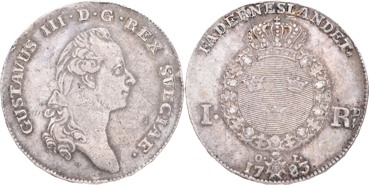 GUSTAV III (1771-1792). Riksdaler 1783.
