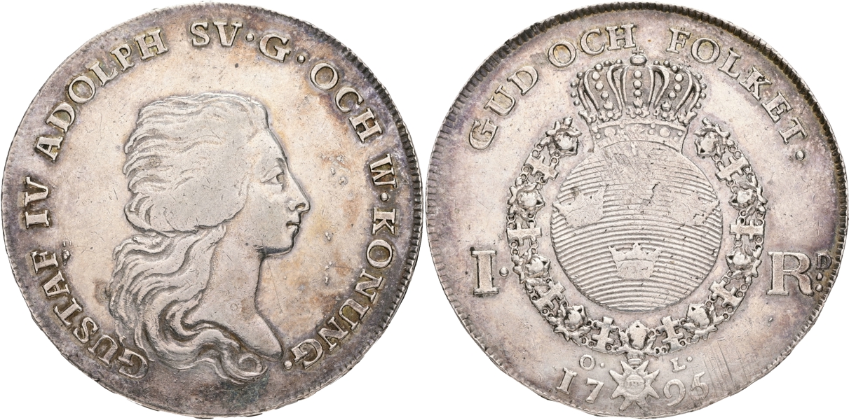 GUSTAV IV ADOLF (1792-1809). Riksdaler 1795.