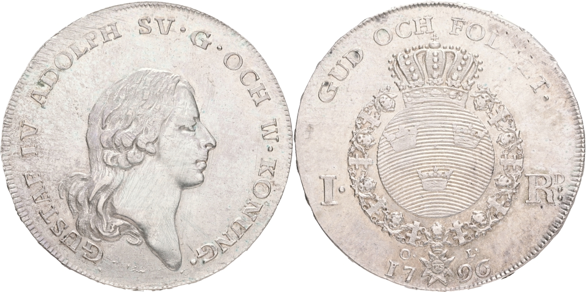 GUSTAV IV ADOLF (1792-1809). Riksdaler 1796.