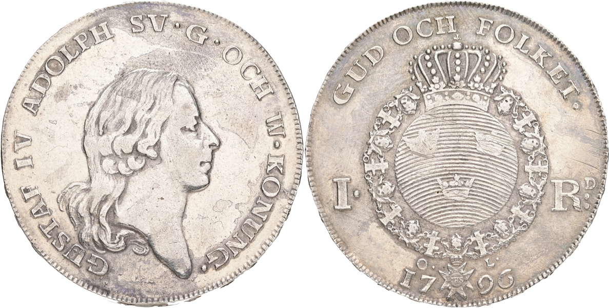 GUSTAV IV ADOLF (1792-1809). Riksdaler 1796.