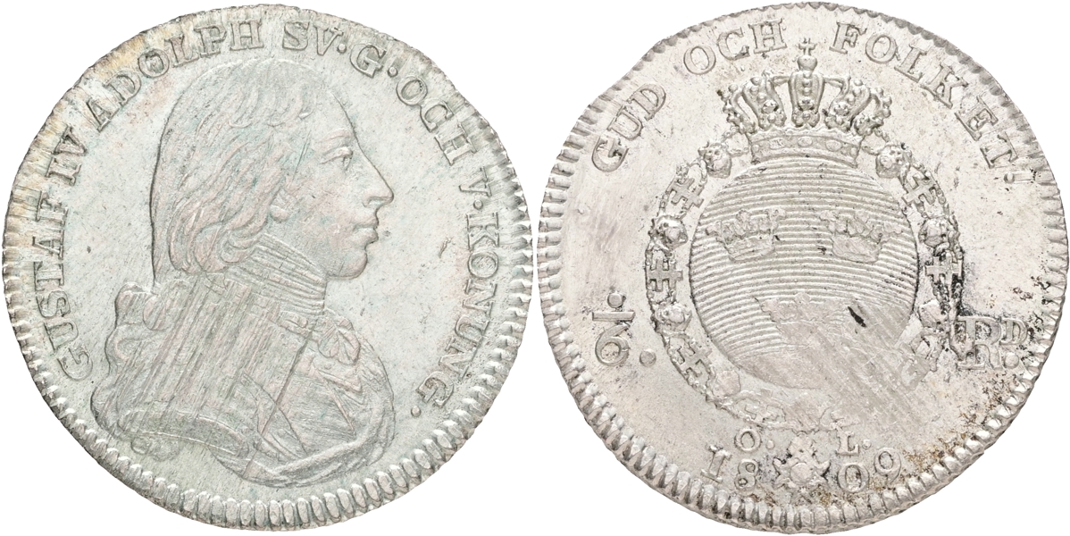GUSTAV IV ADOLF (1792-1809). 1/6 riksdaler 1809.