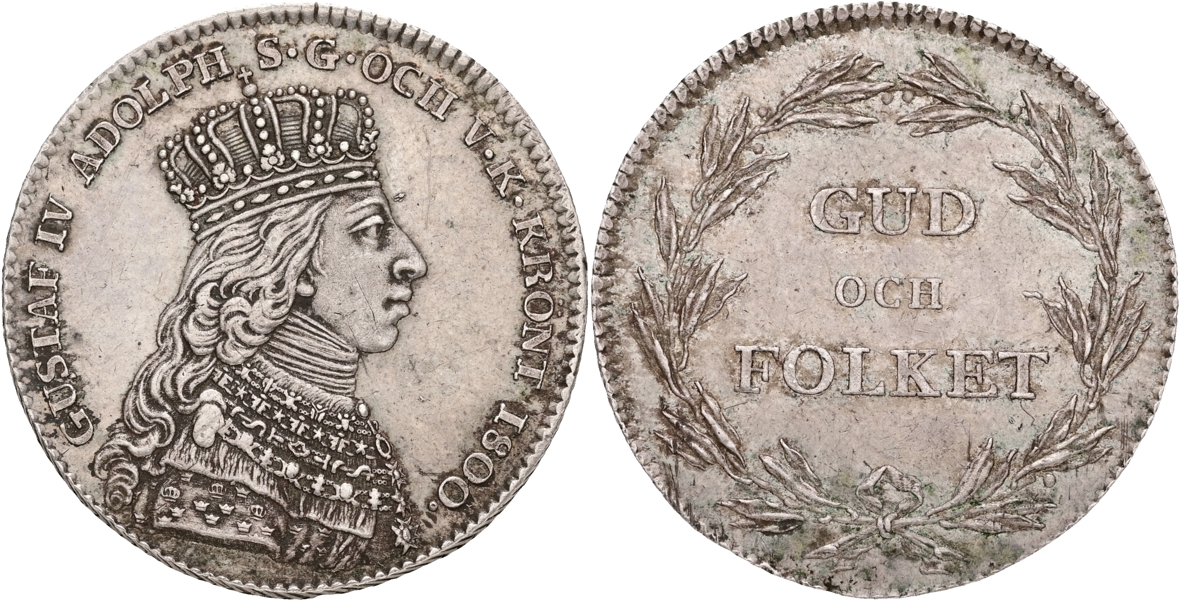 GUSTAV IV ADOLF (1792-1809). Kastmynt till kungens kröning.