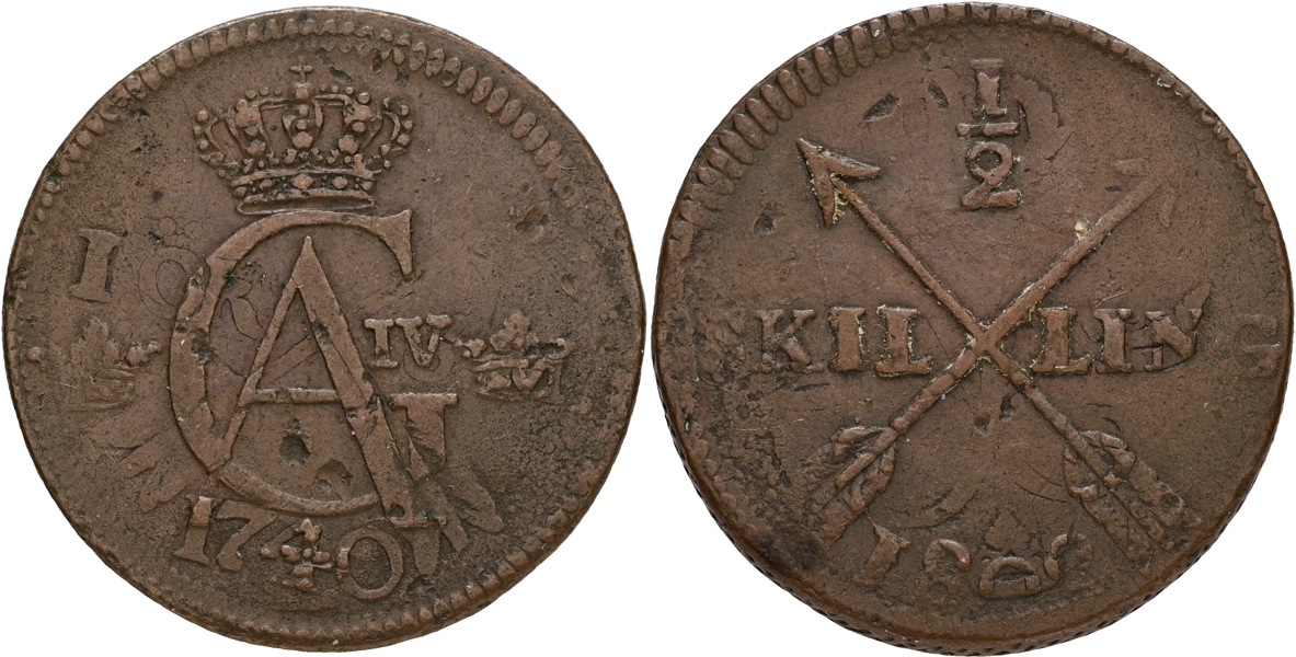GUSTAV IV ADOLF (1792-1809). 1/2 skilling 1802.